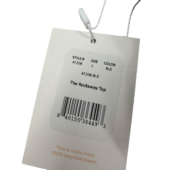 Andie Swim Black The Rockaway Scoop Neck Minimalist Bikini Top Size Large NWT - Picture 5 of 8